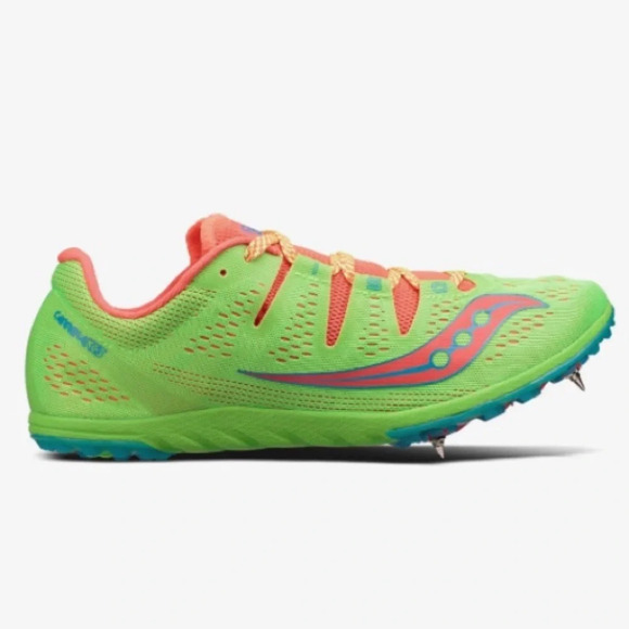 EUC Saucony Carrera XC3 Women’s Spikes in fluorescent green and orange size 11 - Picture 10 of 10
